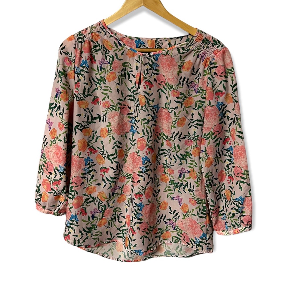 Crosby feminine sheered floral print with keyhole #A19